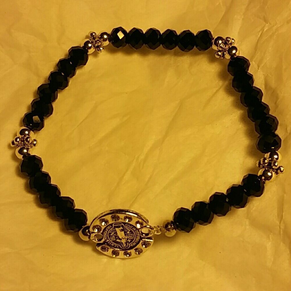 St.โBenedict crystal silver bracelet